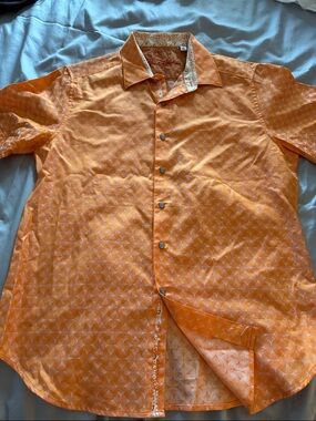 Robert Graham Orange Geometric Print Button-Down Shirt